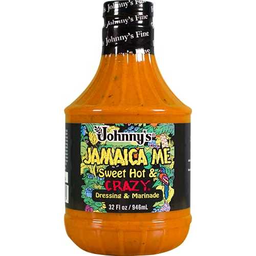 Johnny\u0027s Jamaica Me 愛くるしげ、熱っぽい、クレイジー マリネ サラドレ (2 容器に並べる) Johnny\u0027s Jamaica Me Sweet, Hot and Crazy Marinade Dressing (2 pack)