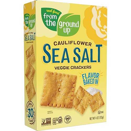 Real Food From the Ground Up Cauliflower Sea Salt Crackers (Pack of 6)
