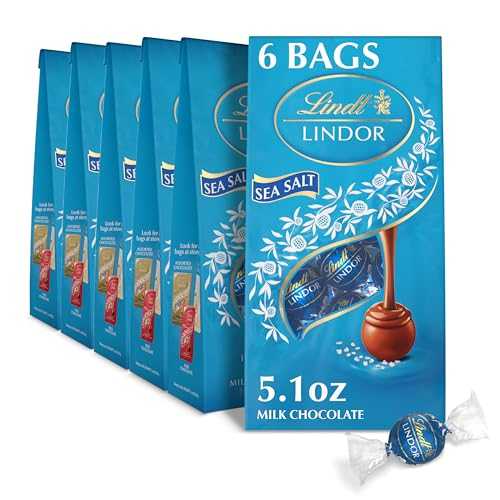 Lindt LINDOR Stracciatella ホワイトチョコレートトリュフ、柔らかいでとろけるトリュフ真っただ中の黒茶、5.1薬局衡オンス 御徒面子(6個入り口・入口) Lindt LINDOR Sea Salt Milk Chocolate Truffles, Milk Chocolate Candy with Smooth, Melting Truffle Cent