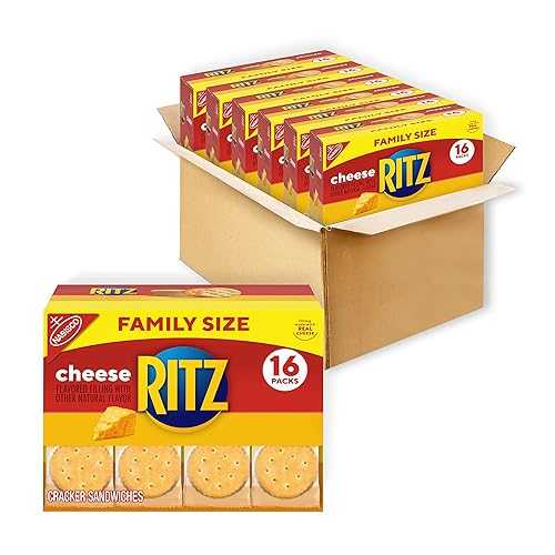 RITZ Cheese Sandwich Crackers, Family Size, 96 Snack Packs (6 Boxes, 6 Crackers Per Pack)
