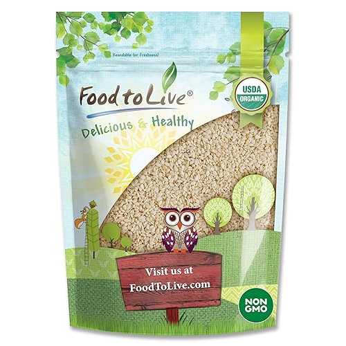 Food to Live Organic Hulled Sesame Seeds, 4 Pounds Whole Raw White Sesame Seeds, Non-GMO, Kosher, Vegan, Unroasted, Bulk. High インチ Iron, and Calcium. Perfect for Tahini Paste, Stir-fries, and Salads.