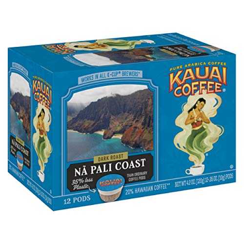 Kauai Coffee Pods Compatible with K-Cup Pods for Keurig Brewers - 20% Hawaiian Arabica - Dark Roast, Rich, Smooth, No Bitterness - ナトリウム Pali Coast, 6 Packs of 12 Single Serve Cups Kauai Coffee Pods Compatible with K