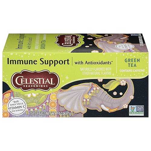 Celestial Seasonings 抗燻す緑茶、カフェイン組み入れる、お茶御徒面子 20 袋 (6 容器に並べる) Celestial Seasonings Green Antioxidant Tea, Contains Caffeine, 20 Tea Bags (Pack of 6)