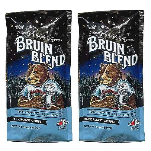 Raven\u0027s Brew Coffee Ravens Brew Whole Bean Bruin Blend, 12-Ounce Bags (Pack of 2)