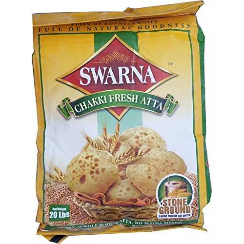 Swarna 生新しい チャッキ アッタ 石ころ地べた、20 重量ポンド Swarna Fresh Chakki Atta Stone Ground, 20 Pound