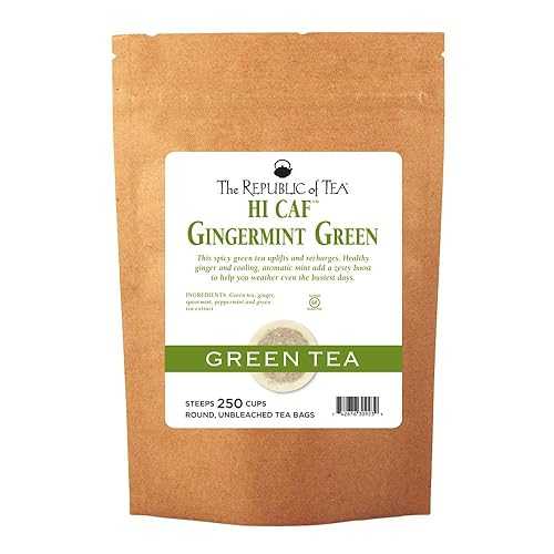 The Republic Of Tea HiCAF 生姜ペパーミント 緑であること 紅茶、250 紅茶御徒面子、ピリッとした高カフェインの御前上等緑茶 The Republic Of Tea HiCAF Gingermint Green Tea, 250 Tea Bags, Zesty Highly-Caffeinated Fine Green Tea