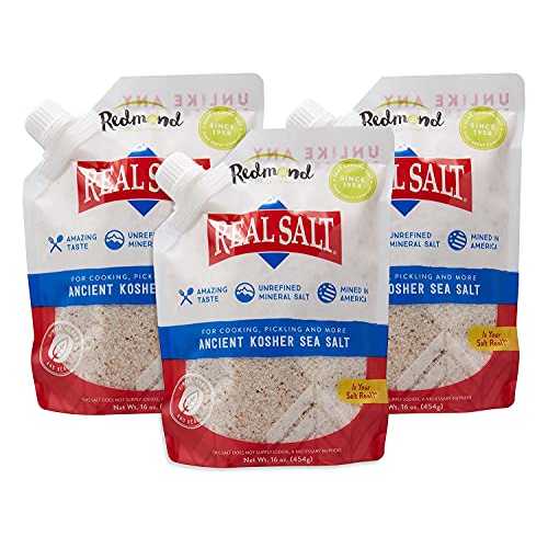 Redmond Real Kosher Salt, 16 Ounce Pouch (3 Pack)