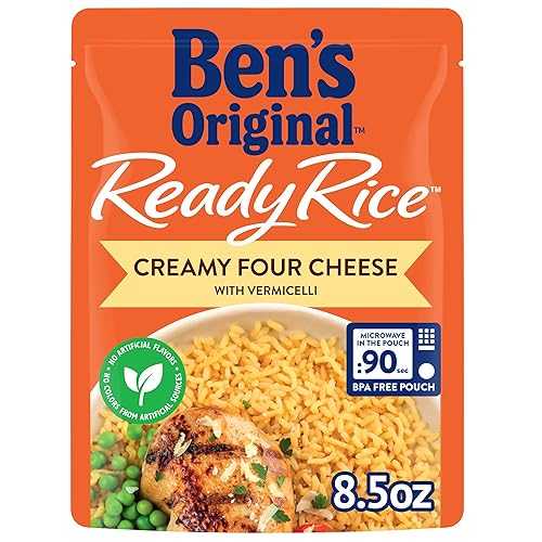 BEN\u0027S ORIGINAL Ready Rice Creamy Four Cheese Flavored Rice, Easy Dinner Side, 8.5 薬局衡オンス Pouch (Pack of 6)