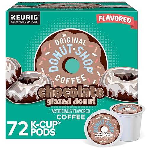 オリジナルドーナツショップコーヒーチョコレートグレーズドーナツキューリグシングルサーブKカップポッド、ミディアムローストコーヒー、72個 The Original Donut Shop Coffee Chocolate Glazed Donut Keurig Single-Serve K-Cup Pods, Medium Roast Coffee