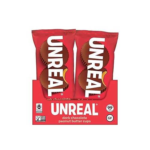 UNREAL Dark Chocolate Peanut Butter Cups / Certified Vegan, Gluten Free, Fair Trade, Non-GMO / No Sugar Alcohols or Soy / 2.53 Ounce (Pack of 12)
