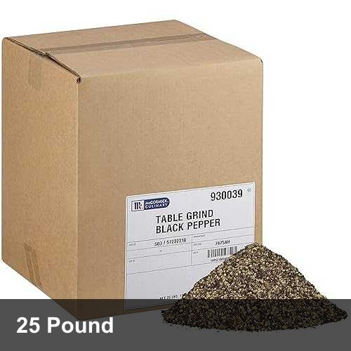 McCormick Culinary Table Grind Black Pepper, 25 重量ポンド -One 25 Pound Container of Table Ground Black Pepper with Piney Flavor, Best on Vegetables, Rubs and Bisques