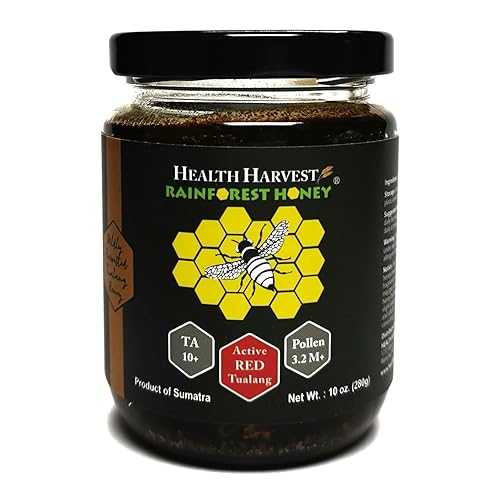 Health Harvest Tualang Red Honey 10薬局衡オンス (TA 10+, Pollen Count 3.2M+, Pollen Variety 100+) Moderate Choice for Health Maintenance, Wild-ripening on 250フィート Treetop, Raw, Unpasteurised, Unfiltered