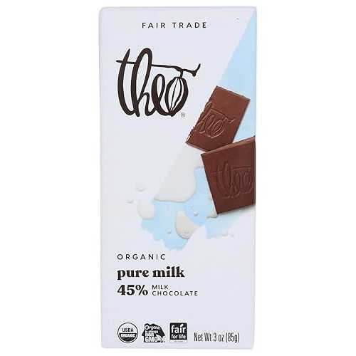 Theo Chocolate Organic Milk Chocolate Bar, 45% Cacao, 12 Count / Fair Trade