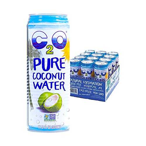C2O Pure Coconut Water with Mango / Plant Based / Non-GMO / No Added Sugar / Essential Electrolytes / 17.5 FL OZ (Pack of 12)