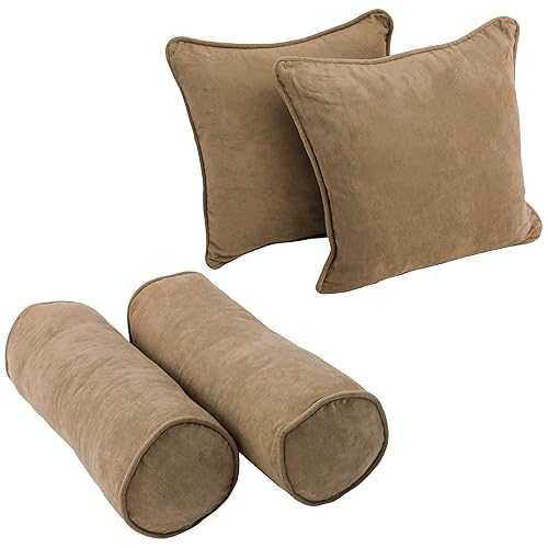 Blazing Needles 吊りひも付き添い人マイクロスエードクロス 座布団 書き割り、java 4 個 Blazing Needles Corded Microsuede Throw Pillow Set, java 4 Count