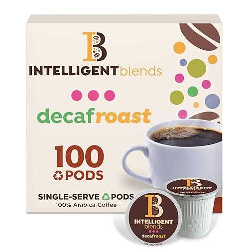 Intelligent Blends Decaf Dark Roast Coffee Pods, 100 コンピュータ断層撮影法, Recyclable Single Serve Pods - 100% Arabica Coffee, Compatible with Keurig K Cups Maker Intelligent Blends Decaf Dark Roast Coffee Pods, 100 コンピュータ断層撮影法, Recyclable Sin