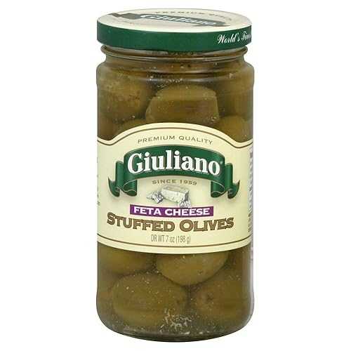 ジュリアノス フェタチーズ端っこオリーブ、7 薬局衡オンス - 1 入れものあたり近所 6 個。 Giulianos Feta Cheese Stuffed Olive, 7 Ounce - 6 per case.