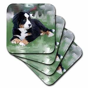 3dRose CST_4038_3 バーニーズ マウンテン ドッグ セラミック タイル コースター、4 枚セット 3dRose CST_4038_3 Bernese Mountain Dog-Ceramic Tile Coasters, Set of 4