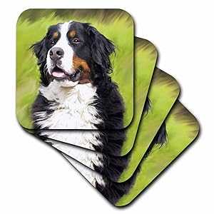 3dRose CST_4402_1 バーニーズマウンテンドッグ ソフトコースター 4枚セット 3dRose CST_4402_1 Bernese Mountain Dog Soft Coasters, Set of 4