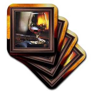 3dRose LLC cst_21248_3 Ceramic Tile Coasters, \"Cognac and Cuban Cigar\", Set of 4