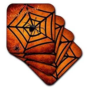 3dRose cst_24192_3 ハロウィンのスパイダー - セラミック タイル コースター、4 個セット 3dRose cst_24192_3 Spiders on Halloween-Ceramic Tile Coasters, Set of 4