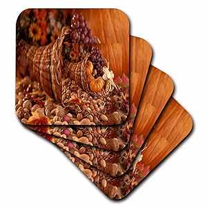 3dRose CST_34758_3 Autumn Harvest 3D Ceramic Tile Coasters (Set of 4)