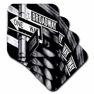 3dRose ブロードウェイ 陶器 瓦 コースター 4 個仕かける 3dRose Broadway Ceramic Tile Coaster, Set of 4