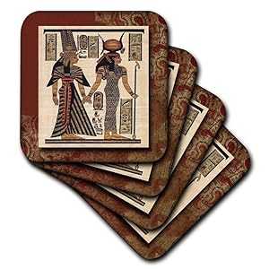 3dRose CST_99429_2 古代エジプト パピルス ソフト コースター (8 個セット) 3dRose CST_99429_2 Ancient Egyptian Papyrus Soft Coaster (Set of 8)
