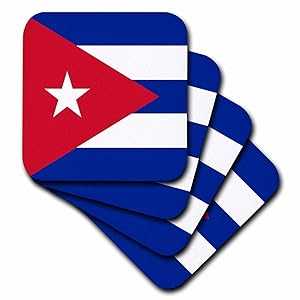 3dRose CST_158302_1 Flag of Cuba Cuban Blue Stripes Red Triangle White Star Caribbean Island Country World Flags Soft Coasters, Set of 4