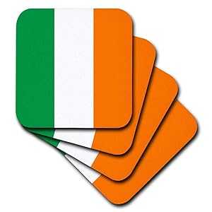 3dRose Flag of Ireland - Irish Green White Orange Vertical Stripes United Kingdom UK World Country Souvenir - Ceramic Tile Coasters, Set of 4 (CST_158340_3)画像