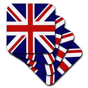 3dRose British Flag - Red White Blue Union Jack Great Britain United Kingdom UK England English Souvenir Gb - Soft Coasters, Set of 8 (CST_159852_2)画像