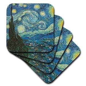 3dRose cst_164649_2 星月夜 ゴッホ作 ヴィンテージソフトコースター、8枚セット 3dRose cst_164649_2 Starry Night by Van Gogh Vintage-Soft Coasters, Set of 8