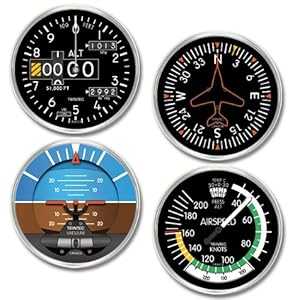 Trintec NV 20 Series 4-Piece Round Acrylic Instrument Coasters Set Altimeter, Gyro, Horizon and Airspeed Coasters 6,957円