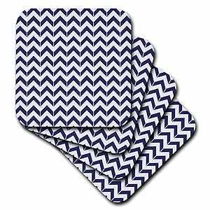 3dRose Navy Blue and White Chevron Herringbone - Soft Coasters, Set of 4 (CST_212474_1) 4,403円