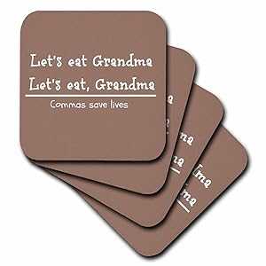 3dRose おばあちゃんを食べましょう。Commas Save Lives - ソフトコースター、4 個セット (CST_218826_1) 3dRose Lets Eat Grandma. Commas Save Lives - Soft Coasters, Set of 4 (CST_218826_1)
