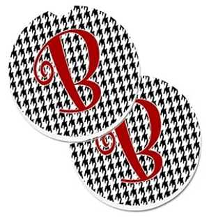 Caroline's Treasures CJ1035-BCARC Letter B Initial Monogram - Houndstooth Black Set of 2 Cup Holder Car Coasters Absorbent Sandstone Coasters for Car Cup Holders Gifts for Men or Women, Large, Multico 4,084円