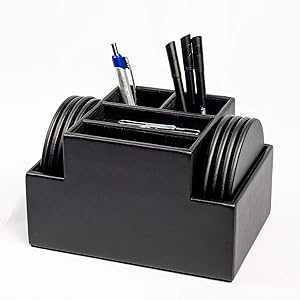 Dacasso デスクトップ オーガナイザー、6.8125 x 4.8125 x 4.375、ブラック Dacasso Desktop Organizer, 6.8125 x 4.8125 x 4.375, Black