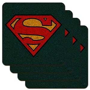 スーパーマン クラシック S シールド ロゴ ロープロファイル ノベルティ コルク コースター セット GRAPHICS & MORE Superman Classic S Shield Logo Low Profile Novelty Cork Coaster Set画像