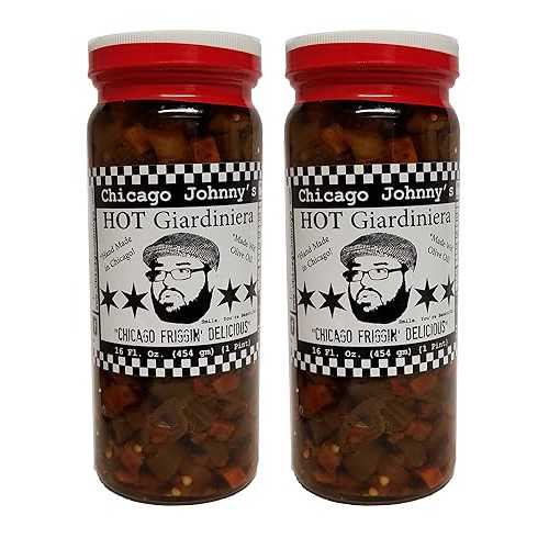 Chicago Johnnys Hot Giardiniera Olive Oil Two Pack Pints (32 Fl Oz total) Chicago Johnny\u0027s Chicago Johnnys Hot Giardiniera Olive Oil Two Pack Pints (32 Fl Oz total)
