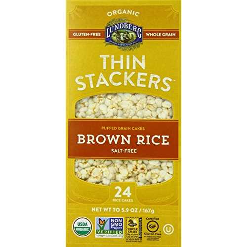 Lundberg Family Farms Organic Thin Stackers Grain Cakes, Brown Rice Salt Free, 5.9 Ounce (Pack of 12)
