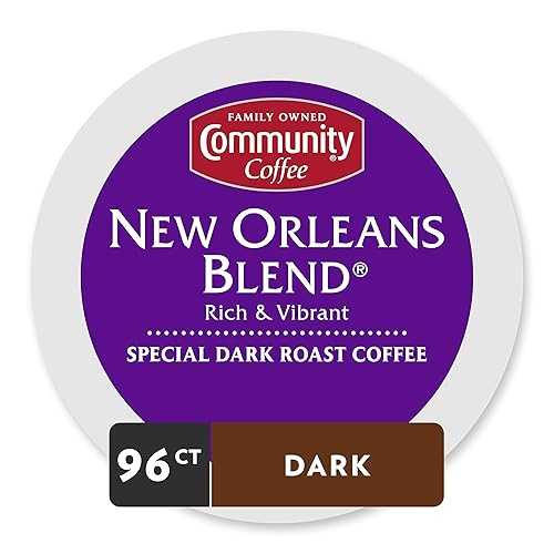 Community Coffee New Orleans Blend 96 Count Coffee Pods, Medium-Dark Roast, Compatible with Keurig 2.0 K-Cup Brewers (24 Count, Pack of 4)
