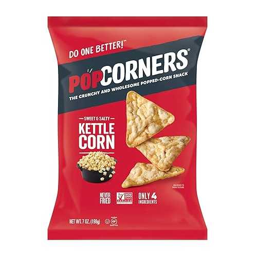 Popcorners Kettle Corn Snack グルテン無償性、ビーガンスナック (4 風呂敷き包み、7 オンススナックバッグ)、4 個 Popcorners Kettle Corn Snack Gluten Free, Vegan Snack (4 Pack, 7 Ounce Snack Bags), 4Count