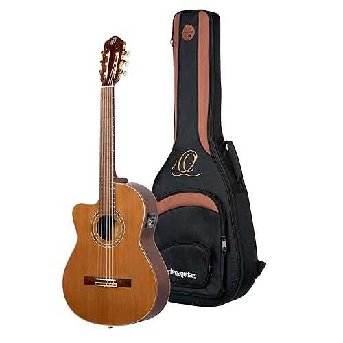 Ortega Guitars 公演者 続きもの 6 弦アコースティック - エレクトリック ギター、左ぎっちょ用 (RCE159MN-L) RCE159MN-L Ortega Guitars Performer Series Left-Handed Solid Top Medium Neck Acoustic-Electric Nylon Classical Guitar w/Bag