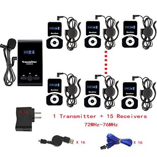EXMAX ATG-100T 72-76MHz 無線電話 周遊旅行お引き回し モニタリング 取り合わせ マイクロホン イヤ電話機 天々書き割り 組織宗教等しく通訳者 受けつたえる話し合い 旅する通訳者用 (変速機機1台 傍受機15台) EXMAX ATG-100T 72-76MHz Wireless Tour Guide Monitoring System Microphone E