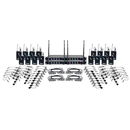 VocoPro 無線電話 頭顱書き割り マイクロホン、XLR 繋ぎ、14.00 x 18.00 x 24.00 (DIGITAL-PLAY-16) VocoPro 16 Channel UHF Wireless Headset \u0026 Lapel Mic System with Mic-On-Chip Technology, Black, 14.00 x 18.00 x 24.00