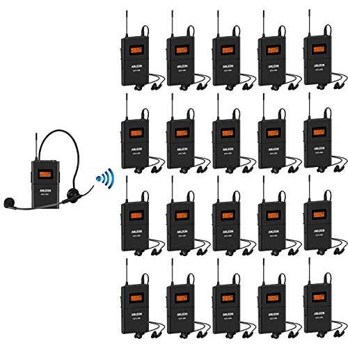 Anleon MTG-100 プロフェッショナルワイヤレスツアーガイドシステム 902-927mhz 周遊旅行御引き回し、指導員、コーチ職、表示、一斉に通訳人用 (変速機機1台 \u0026 傍受機20台) Anleon MTG-100 Professional Wireless Tour Guide System 902-927mhz for Tour