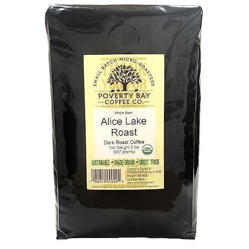 POVERTY BAY COFFEE CO. Alice Lake USDA Certified Organic Dark Roast Coffee Beans, 2重量ポンド Bag