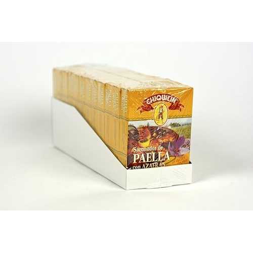 チキリン パ方面調味料オレンジイエロー オレンジイエロー 入れもの 12 個入り口・入口 - 卸売 Chiquilin Paella Seasoning Sachets with Saffron Case of 12 Units - Wholesale