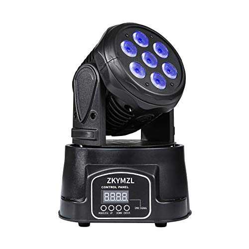 ZKYMZL ムービングヘッドライト 7x12W LED RGBW (4 インチ 1) 色合い点火装置成り行き 9/14 CH DMX 取り締まるによる DJ ショーバーパーティーウェディングディスコ KTV... ZKYMZL Moving Head Light 7x12W LED RGBW (4 インチ 1) Color Lighting Effect