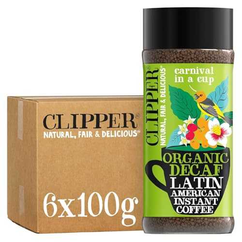 Clipper Tea Clipper Coffee, Latin American Arabica, Organic Decaf Instant Coffee, Medium Roasted, Freeze Dried, Ethically Sourced, 6 Pack, 3.53薬局衡オンス